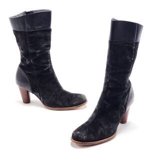 UGG Australia Stella Suede Leather Black Heeled Boots Size 9